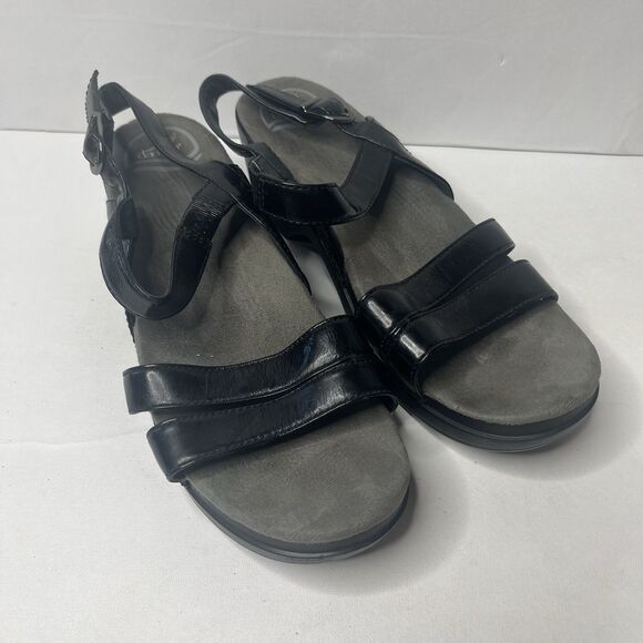 Dansko Surraya Black Patent Leather Platform Comfort Sandals Womens Size 41/10.5 - Picture 1 of 8